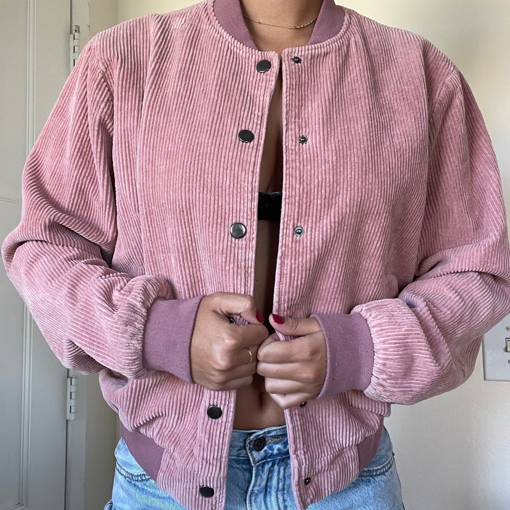 Brandy Melville pink corduroy Dennis jacket